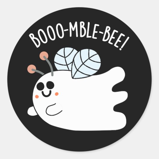 Booomble Bee Grappig Ghost Bee Pun Dark BG Ronde Sticker (Voorkant)