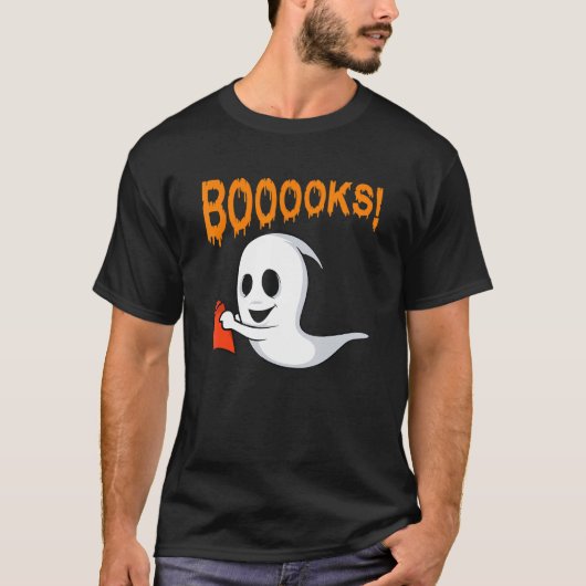 Booooks Ghost Book Reading Boo Halloween Library T T-shirt (Voorkant)