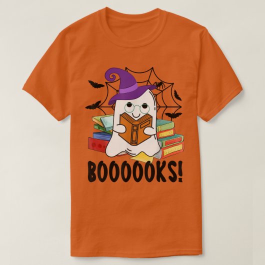 Booooks Ghost Funny Halloween Book Lover Library R T-shirt (Design voorkant)