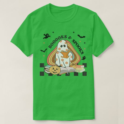 Booooks Ghost Funny Halloween Teacher Book Library T-shirt (Design voorkant)