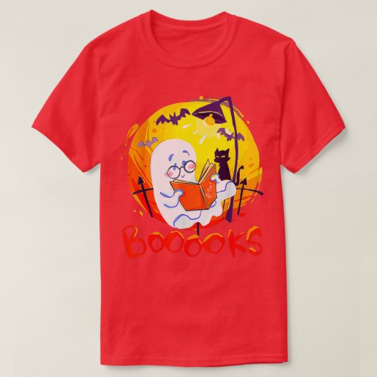 Booooks Ghost Funny Halloween Teacher Book Library T-shirt (Design voorkant)