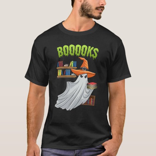 Booooks Ghost Halloween Costume Teacher Book Libr T-shirt (Voorkant)