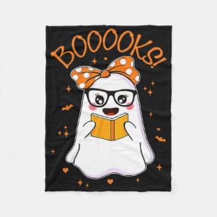 Booooks Ghost Halloween Women Teacher Book Library Fleece Deken