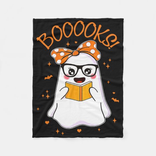 Booooks Ghost Halloween Women Teacher Book Library Fleece Deken (Voorkant)