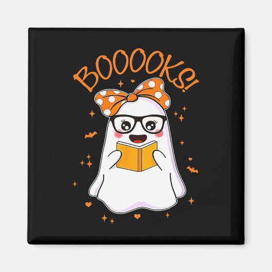 Booooks Ghost Halloween Women Teacher Book Library Magneet (Voorkant)