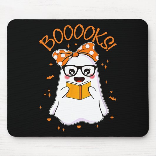 Booooks Ghost Halloween Women Teacher Book Library Muismat (Voorkant)