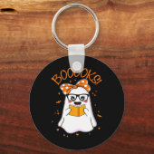 Booooks Ghost Halloween Women Teacher Book Library Sleutelhanger (Voorkant)