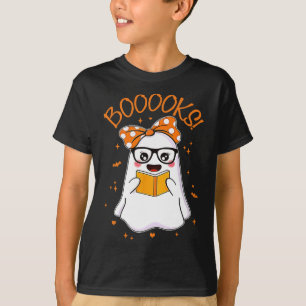 Booooks Ghost Halloween Women Teacher Book Library T-shirt