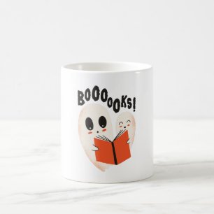 Booooks Ghost Reading Halloween Koffiemok