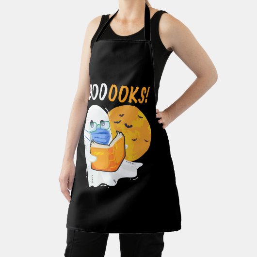 Booooks Halloween Ghost reading books and wearing Schort (Insitu)