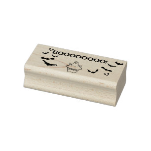 Booooo!Schattigee Cupcake Ghost en Bats Rubberstempel