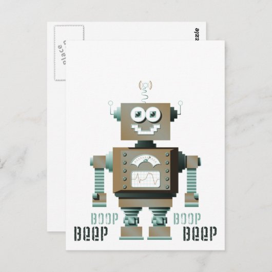 Boop Beep Speelgoed Robot Briefkaart (lt) (Voorkant / Achterkant)