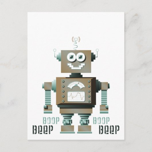 Boop Beep Speelgoed Robot Briefkaart (lt) (Voorkant)