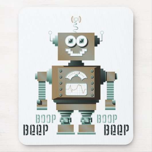 Boop Beep Speelgoed Robot Mousepad (lt) Muismat (Voorkant)