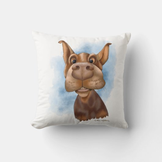Boop de Snoet Dobermann Cartoon Kussen (Voorkant)
