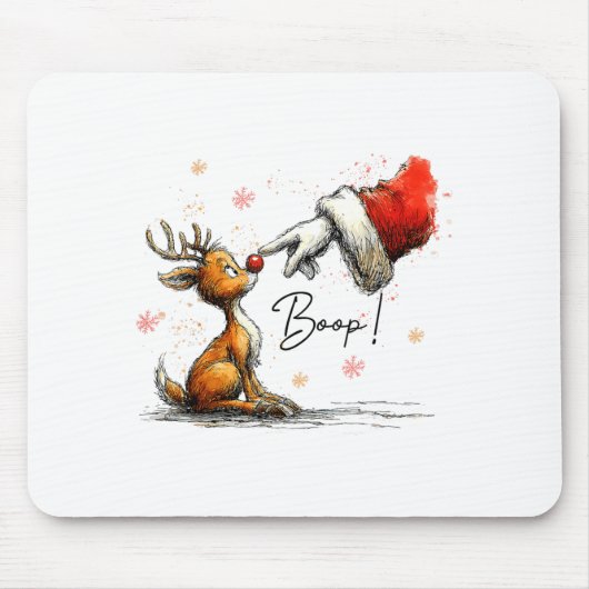Boop Funny Santa Farmer Reindeer Cute Christmas Ho Muismat (Voorkant)