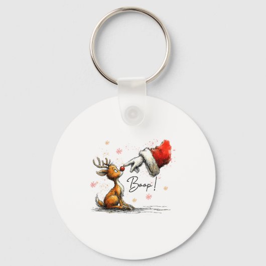Boop Funny Santa Farmer Reindeer Cute Christmas Ho Sleutelhanger (Voorkant)