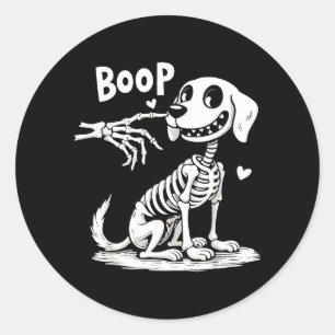 Boop Hand Skelet En Hond Grappige Halloween Hond Ronde Sticker