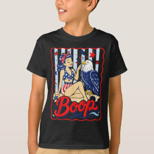 Boop Vintage Usa Meisje En Adelaar Grappig Patriot T-shirt
