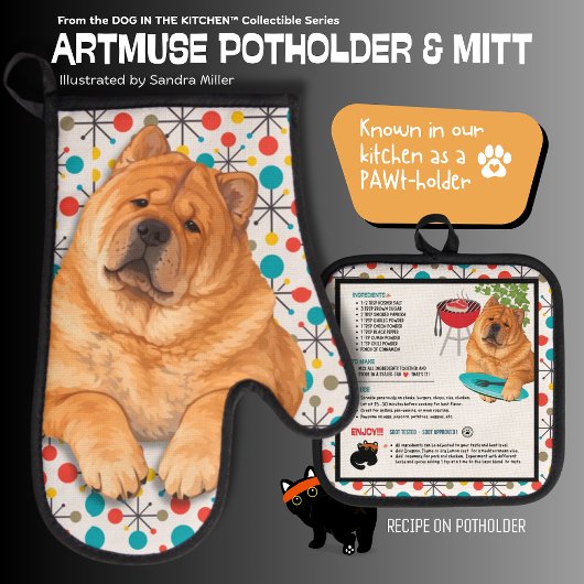 BOOPS RUB smooth chow Oven Mitt and Pot Holders Ovenwant & Pannenlap Set