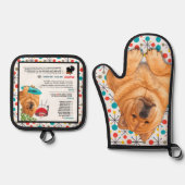 BOOPS RUB smooth chow Oven Mitt and Pot Holders Ovenwant & Pannenlap Set (Voorkant)