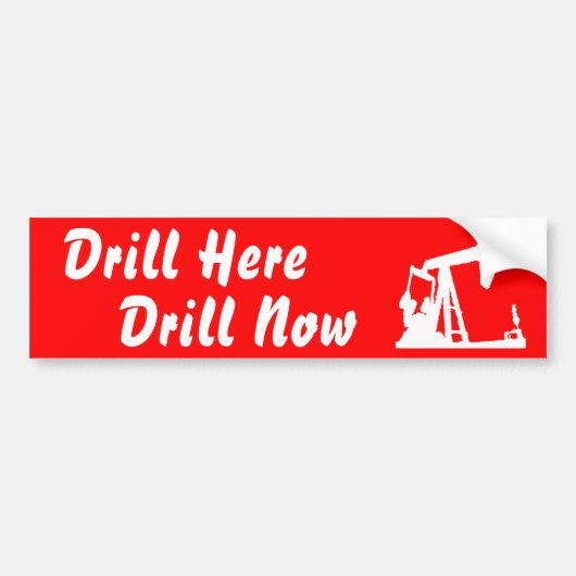 Boor hier nu bumpersticker... - Rood Bumpersticker (Voorkant)