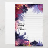 Boordjes voor notebooks, donkerkleurige bloemen briefpapier (Voorkant / Achterkant)