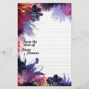Boordjes voor notebooks, donkerkleurige bloemen briefpapier