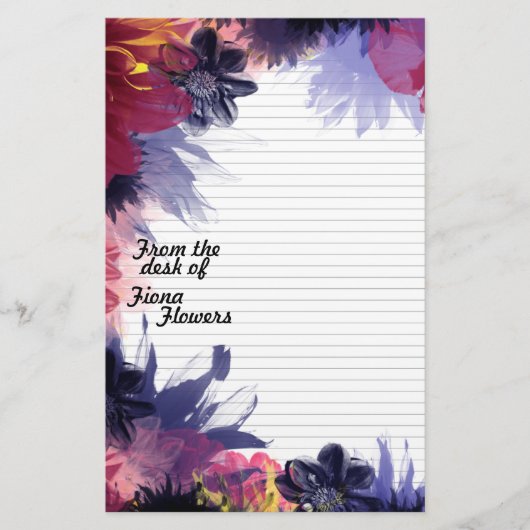 Boordjes voor notebooks, donkerkleurige bloemen briefpapier (Voorkant)