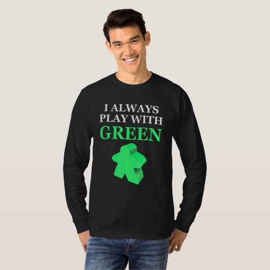 Boordspel dat ik altijd speel met een groene meepe t-shirt (Voorkant volledig)
