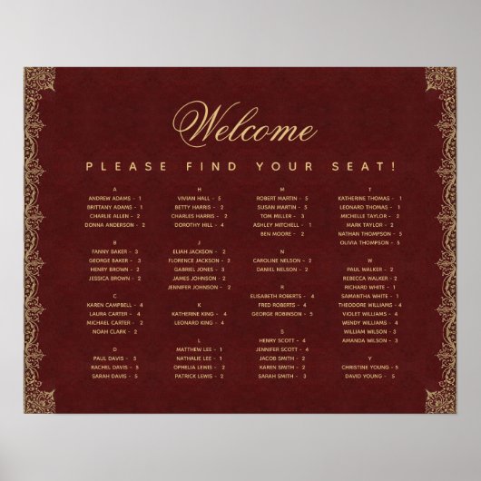 -booreiland - Alfabetische zitplaats Poster (Voorkant)