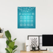 Boorgatenkaart Mousserende keten Turquoise Poster (Thuiskantoor)