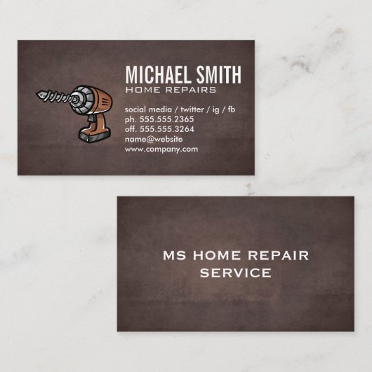 Boorgereedschap | Achtergrond bruine textuur Visitekaartje (Voorkant / Achterkant)