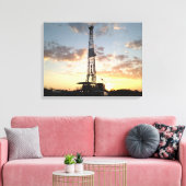Boorinstallatie bij zonsondergang canvas afdruk (Insitu (Woonkamer))
