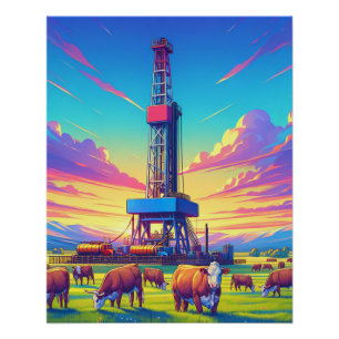 Boorinstallatie en Herford Cattle Perfect Poster