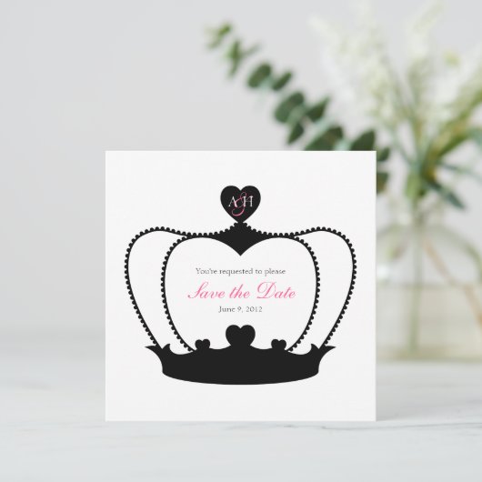 Boormonogram B&W Opslaan Datum bekendmaking Save The Date (Staand voorkant)