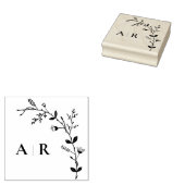 Boormonogram met wijnscrollgegevens rubberstempel (Gestempeld)