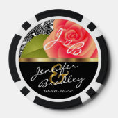 Boorontwerp voor bruin en gegroom koraal Roos Pokerchips (Achterkant)