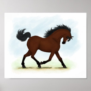 Boorpaard met Blaze Equestrian Poster