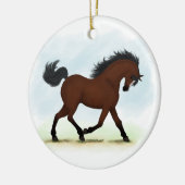Boorpaard met smog keramisch ornament (Links)