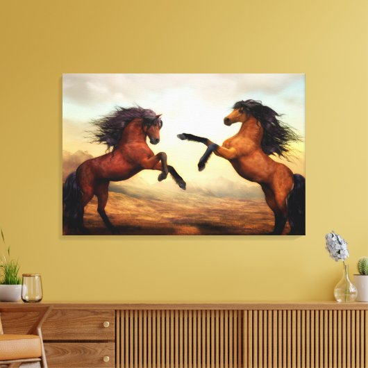 Boorpaarden fokken canvas afdruk (Insitu (Woonkamer))