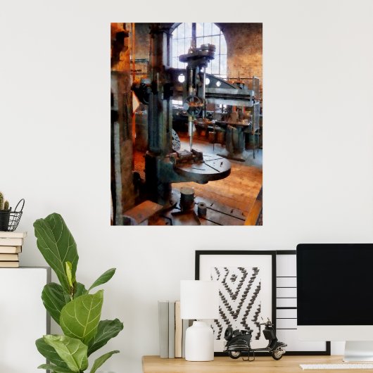 Boorpers nabij venster poster (Thuiskantoor)