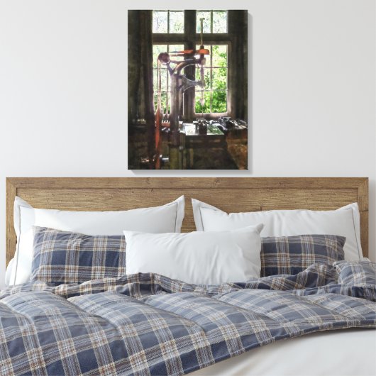 Boorpers via venster canvas afdruk (Insitu (Slaapkamer))