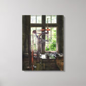 Boorpers via venster canvas afdruk (Voorkant)