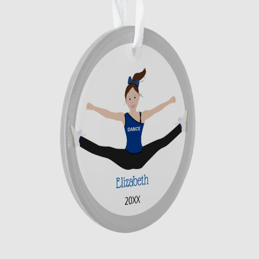 Boorteam bruine haar in blauw en zwart ornament (voorkant)