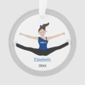 Boorteam bruine haar in blauw en zwart ornament (voorkant)