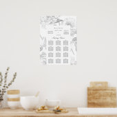 Boorzitje Modern Simple Floral Silver Poster (Keuken)