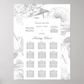 Boorzitje Modern Simple Floral Silver Poster (Voorkant)