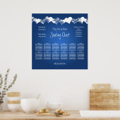 Boorzitje voor bruiloft Grunge Hearts Blue Poster (Keuken)