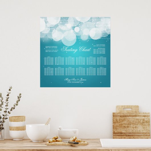 Boorzittingen met gloed en sparkle Turquoise Poster (Keuken)